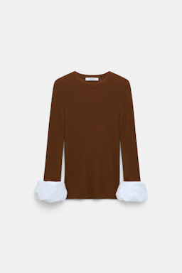 Dorothee Schumacher Pullover with contrast cuffs caramello