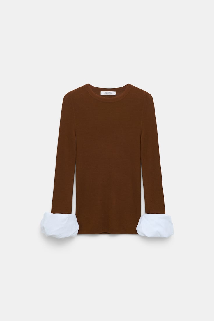 Dorothee Schumacher Pullover with contrast cuffs caramello