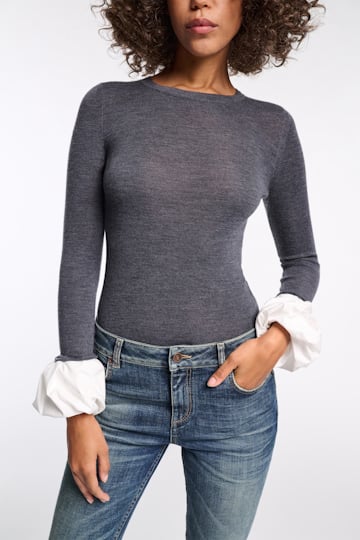 Dorothee Schumacher Pullover with contrast cuffs cool anthra