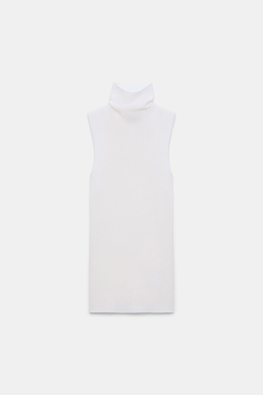 Dorothee Schumacher Sleeveless long Merino turtleneck pure white