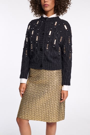 Dorothee Schumacher Hand-embellished cardigan pure black