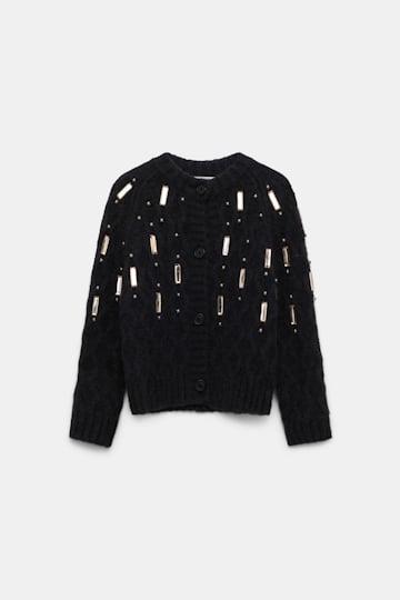 Dorothee Schumacher Von Hand bestickter Cardigan pure black