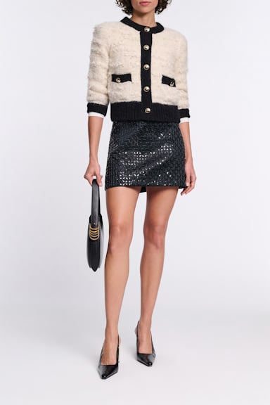 Dorothee Schumacher Two-tone cardigan creme black framed