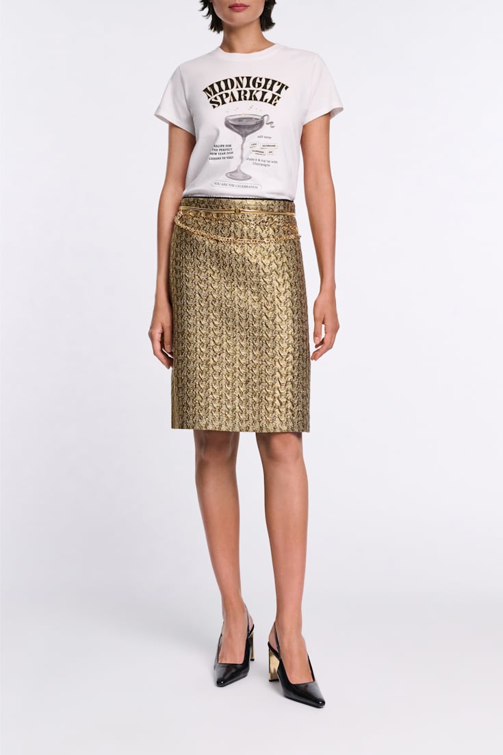 Dorothee Schumacher Rundhalsshirt mit "MIDNIGHT SPARKLE"-Print print blk/gold