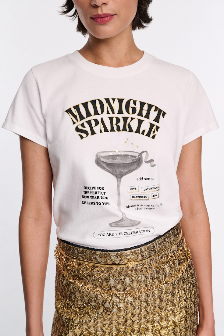 Dorothee Schumacher Rundhalsshirt mit "MIDNIGHT SPARKLE"-Print print blk/gold