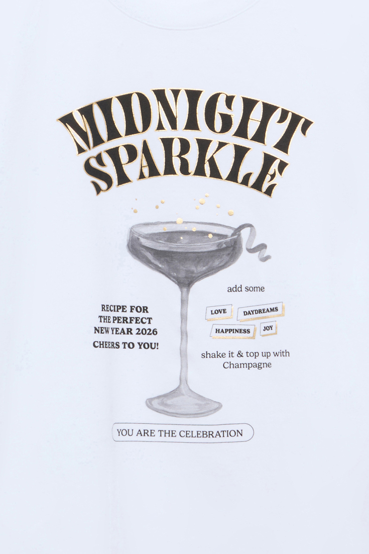 Dorothee Schumacher Rundhalsshirt mit "MIDNIGHT SPARKLE"-Print print blk/gold