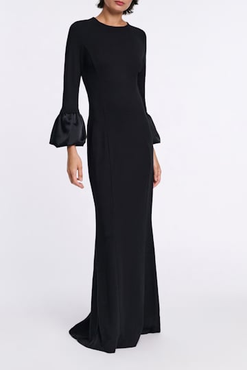 Dorothee Schumacher Jersey midi dress with satin cuffs pure black