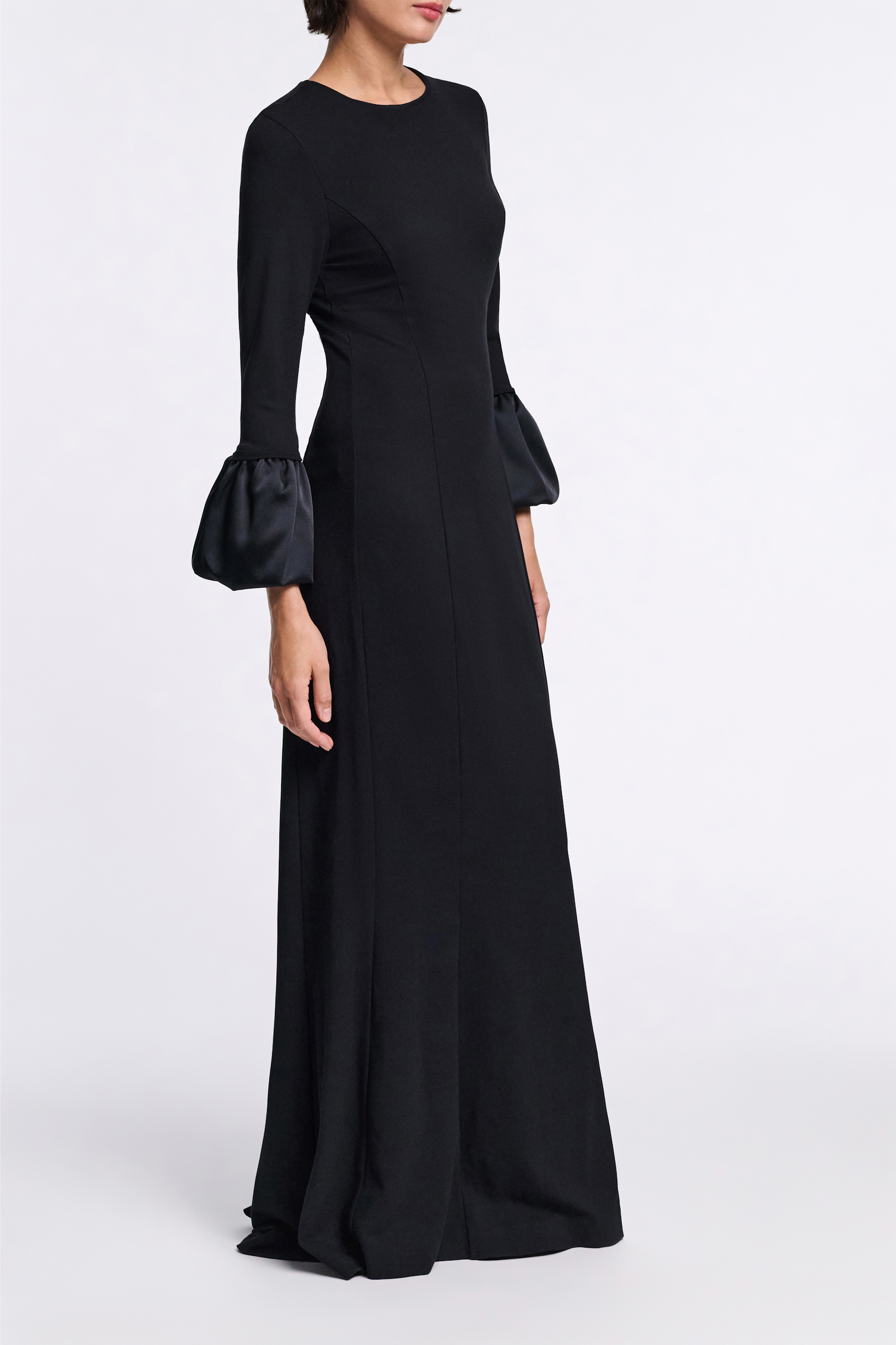 Dorothee Schumacher Jersey midi dress with satin cuffs pure black