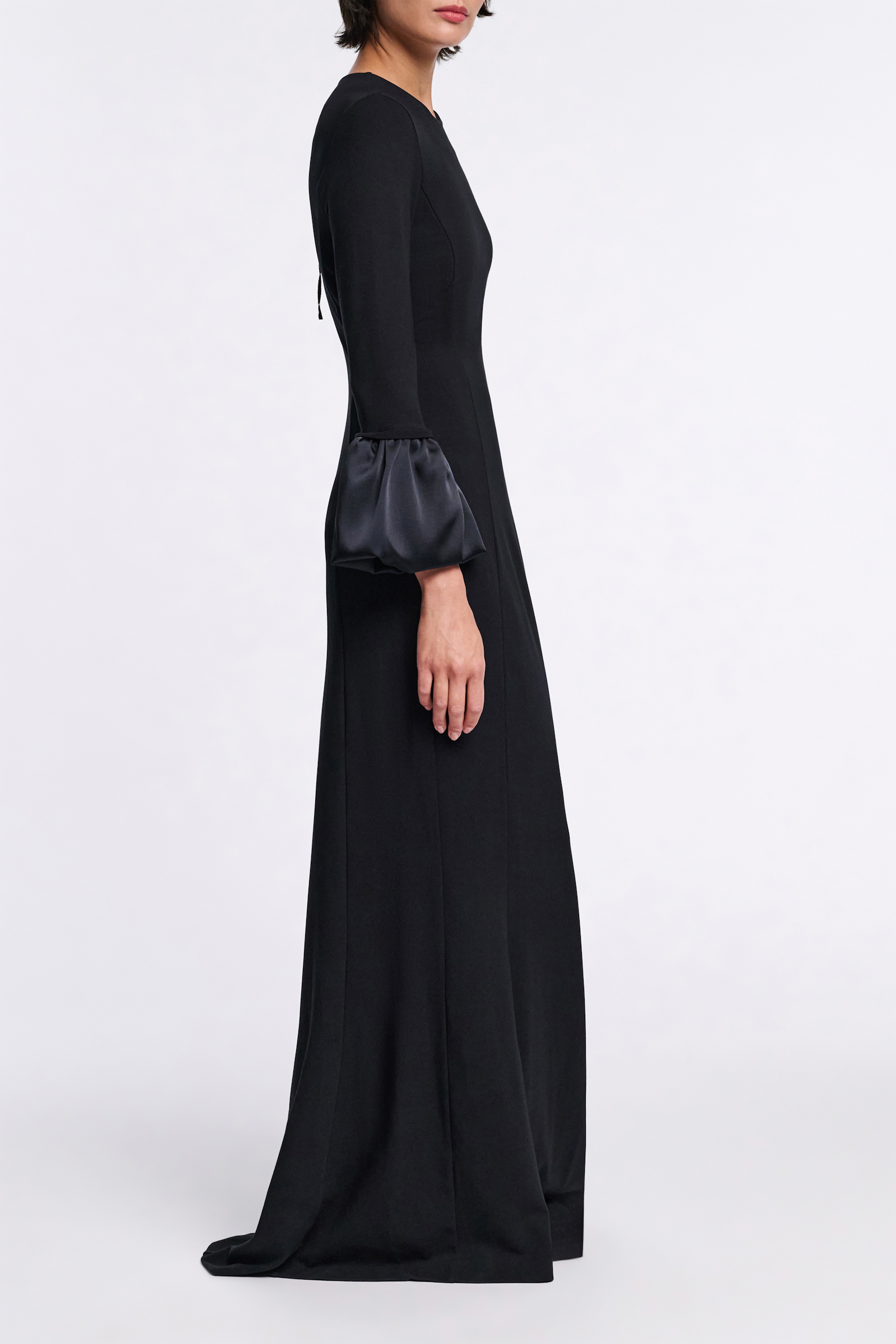 Dorothee Schumacher Jersey midi dress with satin cuffs pure black