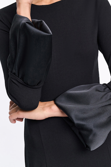 Dorothee Schumacher Jersey midi dress with satin cuffs pure black
