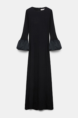 Dorothee Schumacher Jersey midi dress with satin cuffs pure black