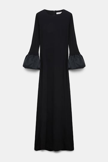 Dorothee Schumacher Jersey midi dress with satin cuffs pure black