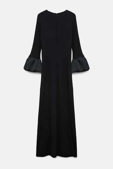 Dorothee Schumacher Jersey midi dress with satin cuffs pure black