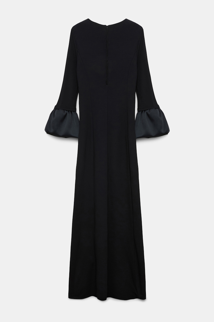 Dorothee Schumacher Jersey midi dress with satin cuffs pure black