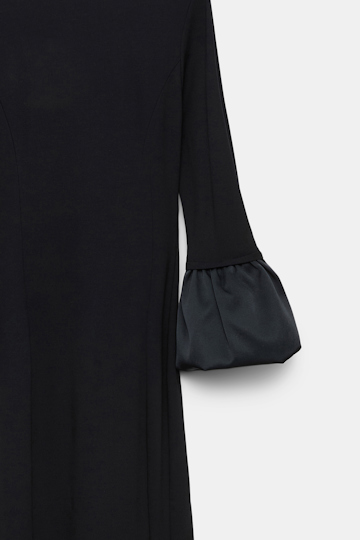 Dorothee Schumacher Jersey midi dress with satin cuffs pure black