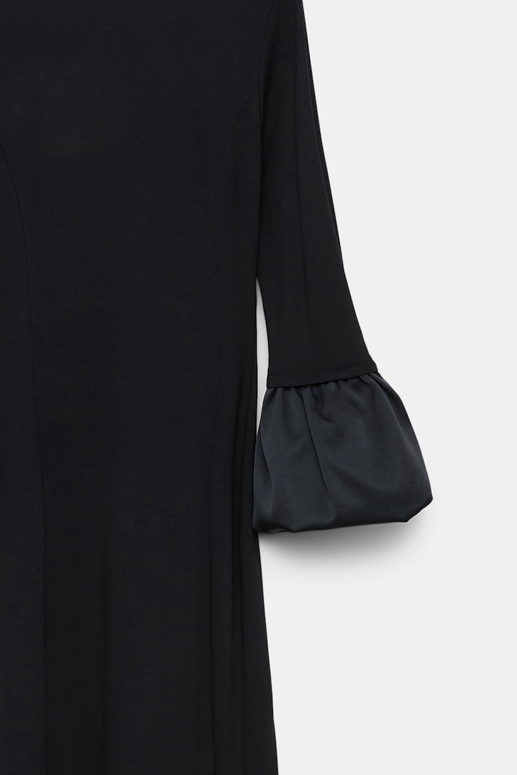 Dorothee Schumacher Jersey midi dress with satin cuffs pure black