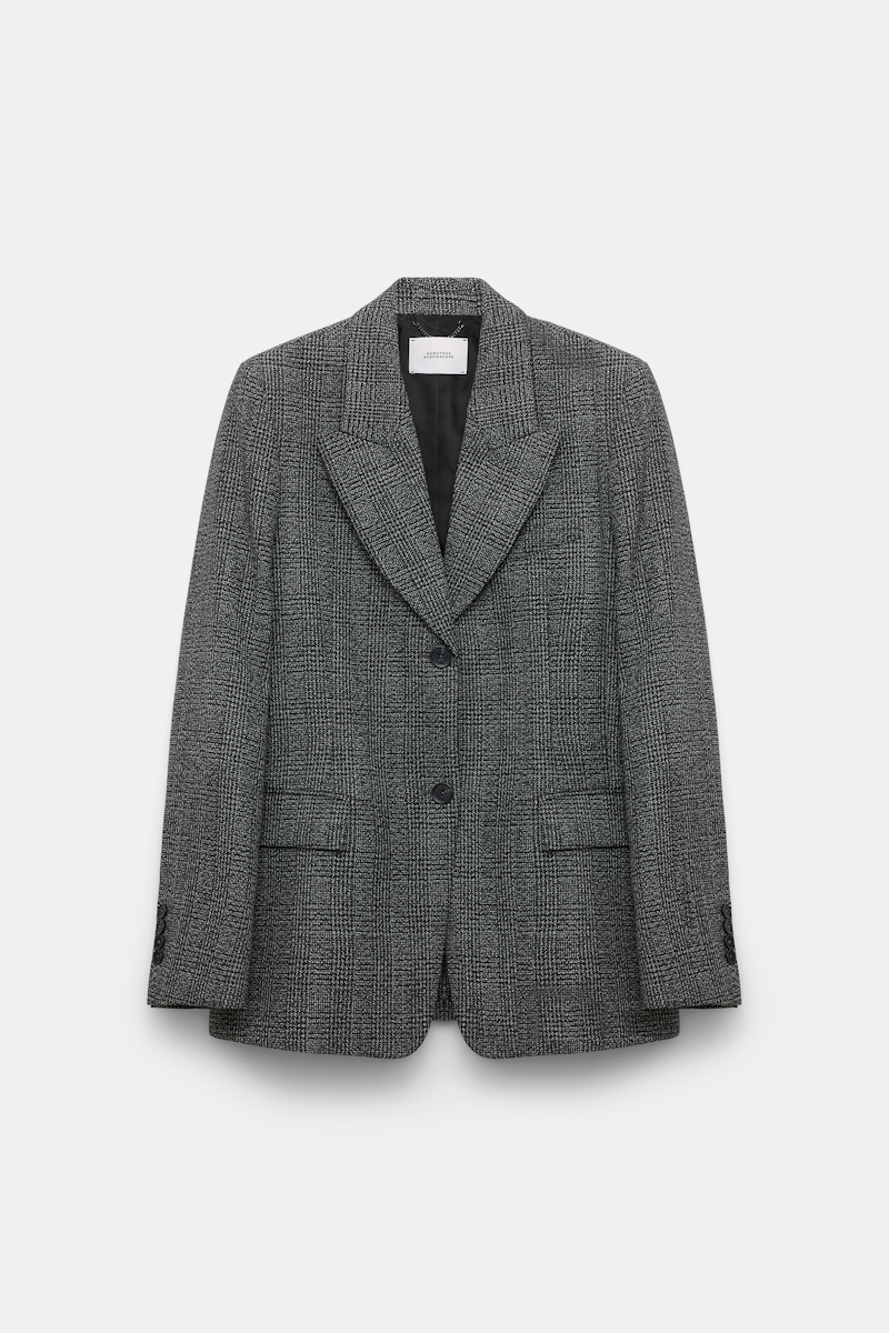 Dorothee Schumacher Women's Grey Glen Plaid Wool Blazer Xxl