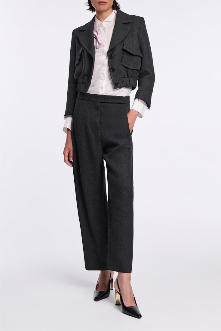 Dorothee Schumacher Cropped blouson jacket charcoal melange