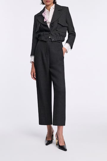 Dorothee Schumacher Cropped blouson jacket charcoal melange