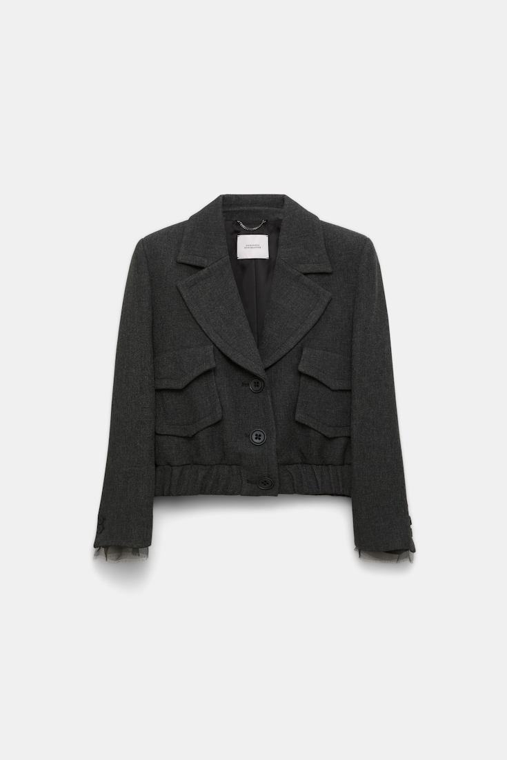 Dorothee Schumacher Cropped blouson jacket charcoal melange