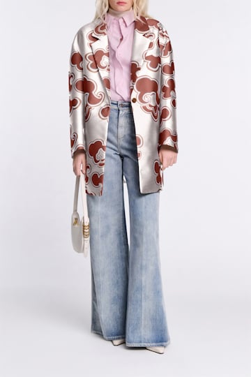 Dorothee Schumacher Short coat in printed duchesse twill offwhite chocolate