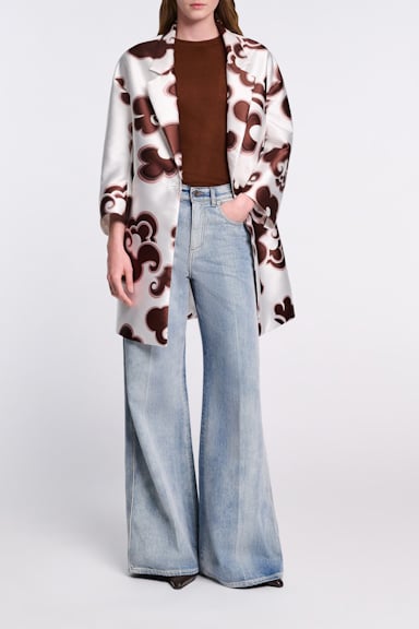 Dorothee Schumacher Kurzermantel aus bedrucktem Duchesse-Twill offwhite chocolate