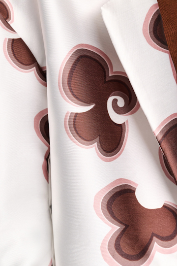 Dorothee Schumacher Short coat in printed duchesse twill offwhite chocolate