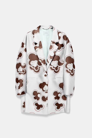 Dorothee Schumacher Short coat in printed duchesse twill offwhite chocolate