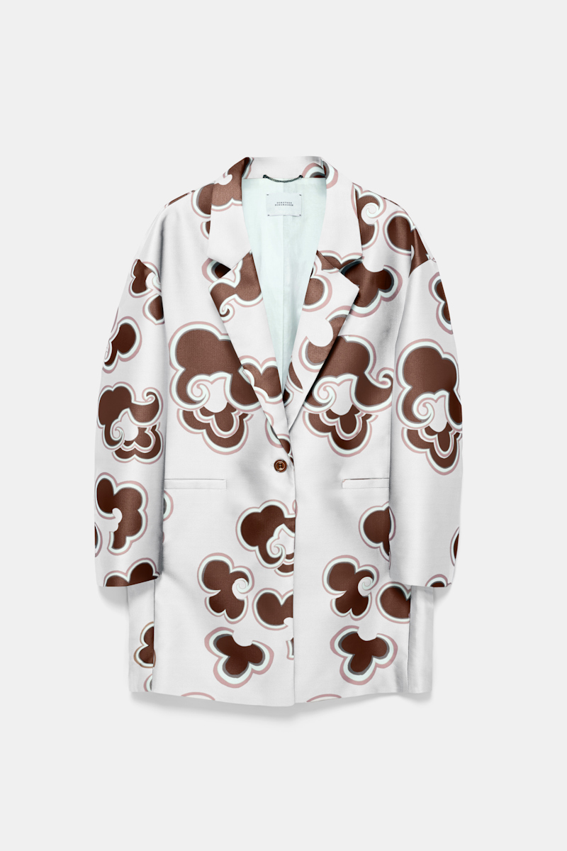 Dorothee Schumacher Short Coat In Printed Duchesse Twill In Multi