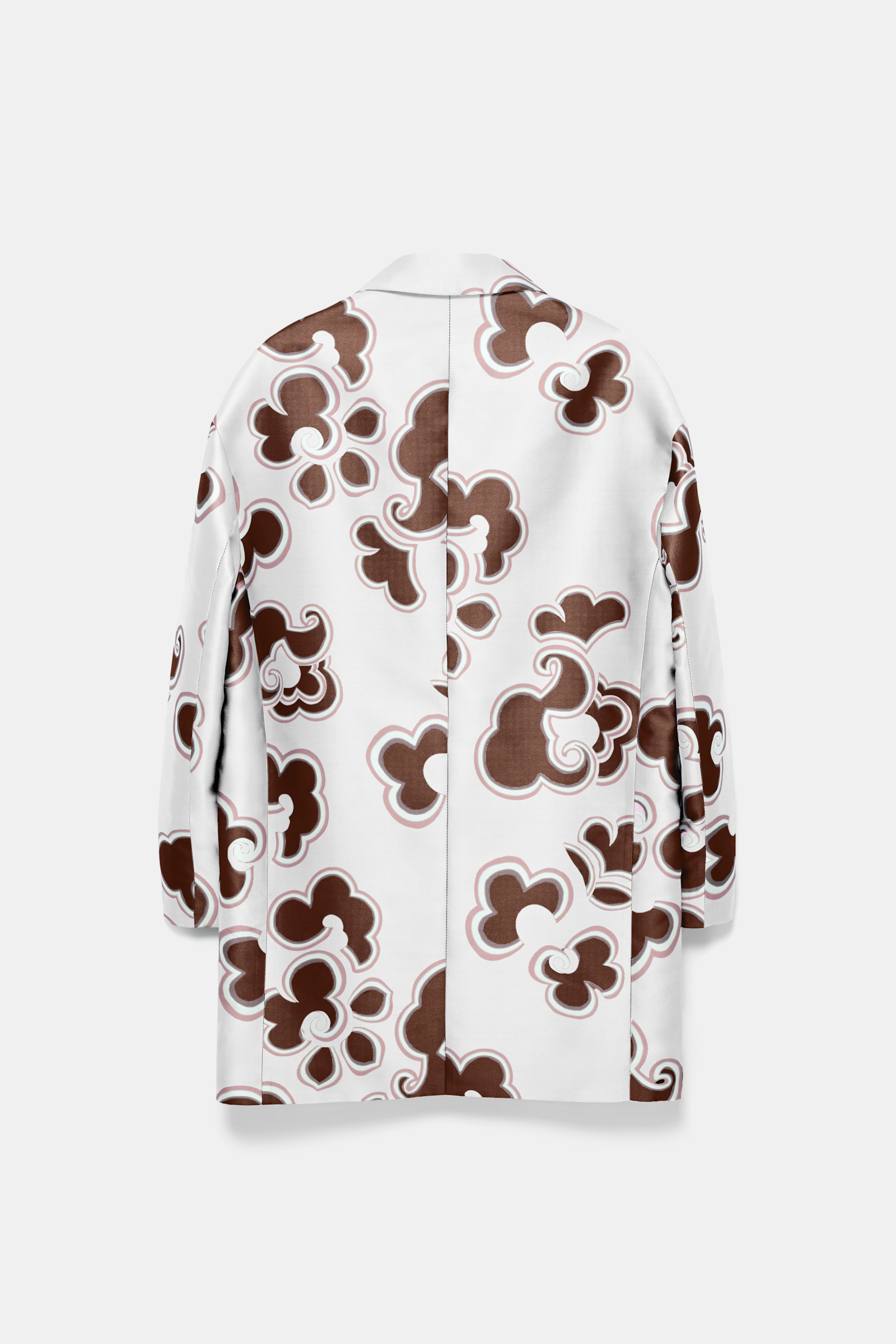 Dorothee Schumacher Short coat in printed duchesse twill offwhite chocolate