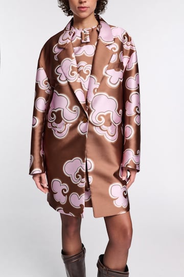 Dorothee Schumacher Short coat in printed duchesse twill caramello rose