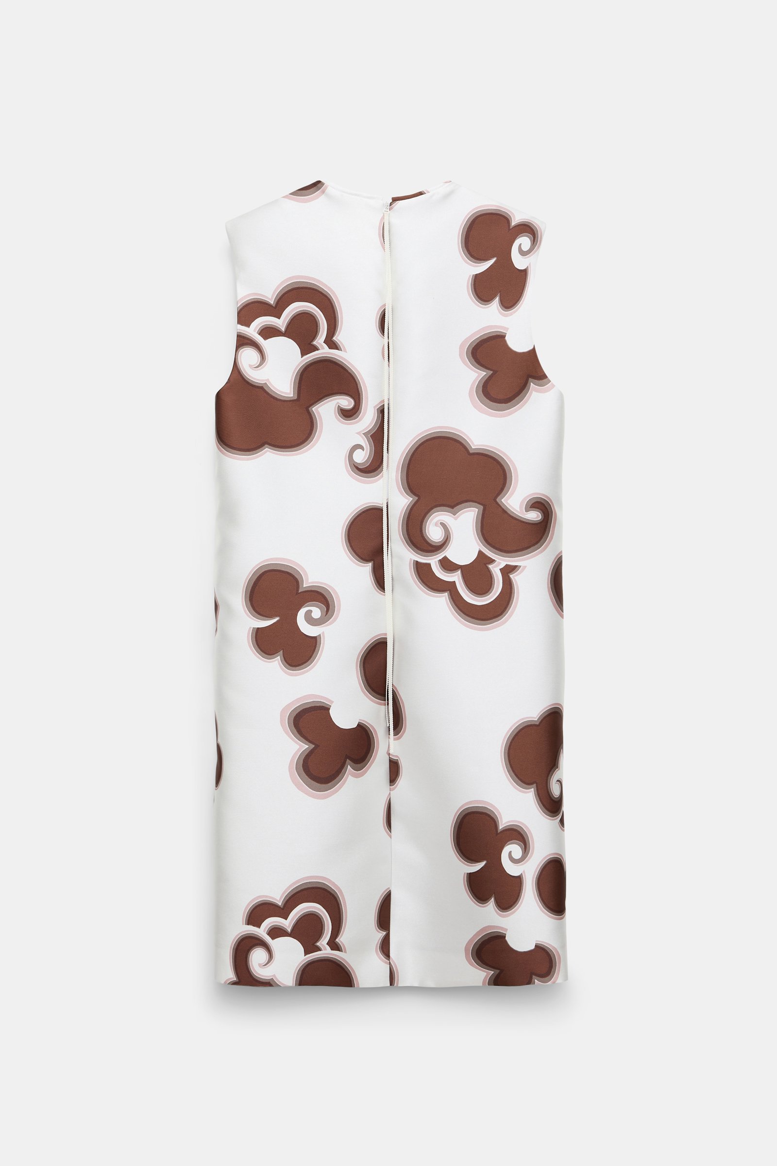 Dorothee Schumacher Embellished shift dress in printed duchesse twill offwhite chocolate