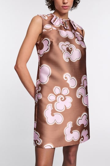 Dorothee Schumacher Von Hand besticktes Shiftkleid aus  bedrucktem Duchesse-Twill caramello rose