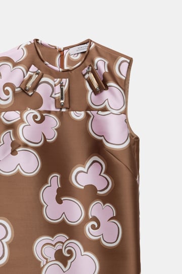 Dorothee Schumacher Von Hand besticktes Shiftkleid aus  bedrucktem Duchesse-Twill caramello rose