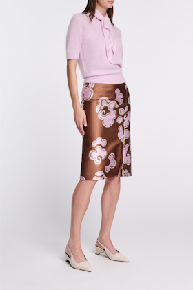 Dorothee Schumacher Pencil skirt in printed duchesse twill caramello rose