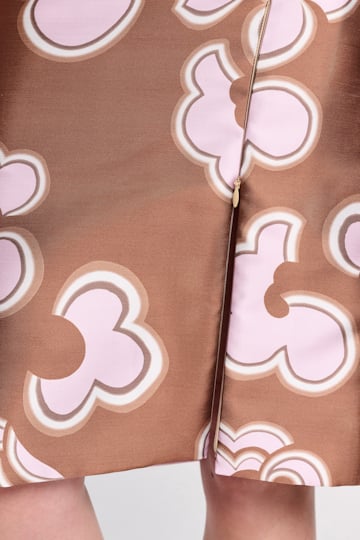 Dorothee Schumacher Pencilskirt mit Schlitz aus bedrucktem Duchesse-Twill caramello rose