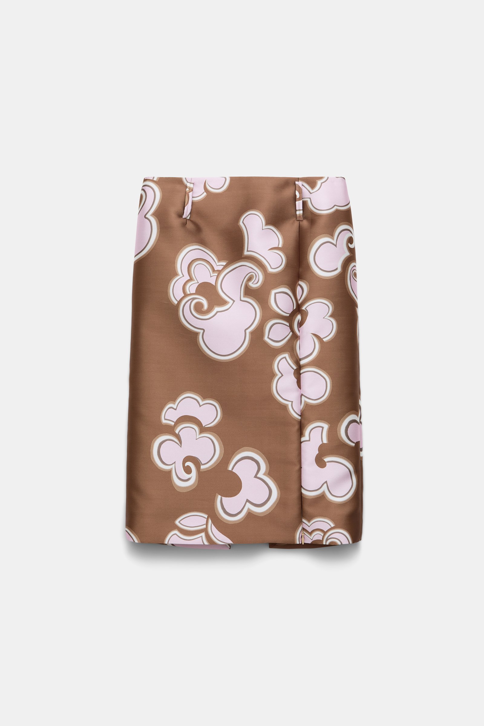 Dorothee Schumacher Pencilskirt mit Schlitz aus bedrucktem Duchesse-Twill caramello rose