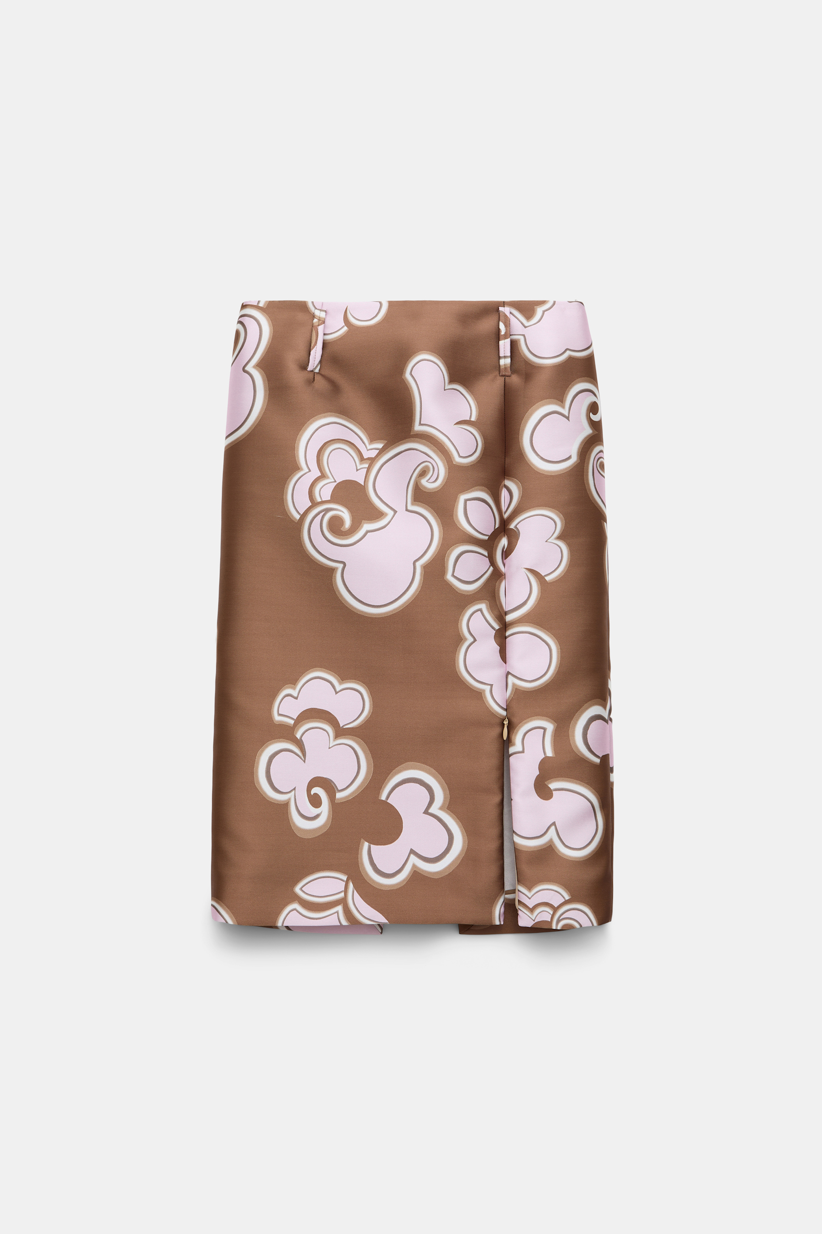 Dorothee Schumacher Pencilskirt mit Schlitz aus bedrucktem Duchesse-Twill caramello rose