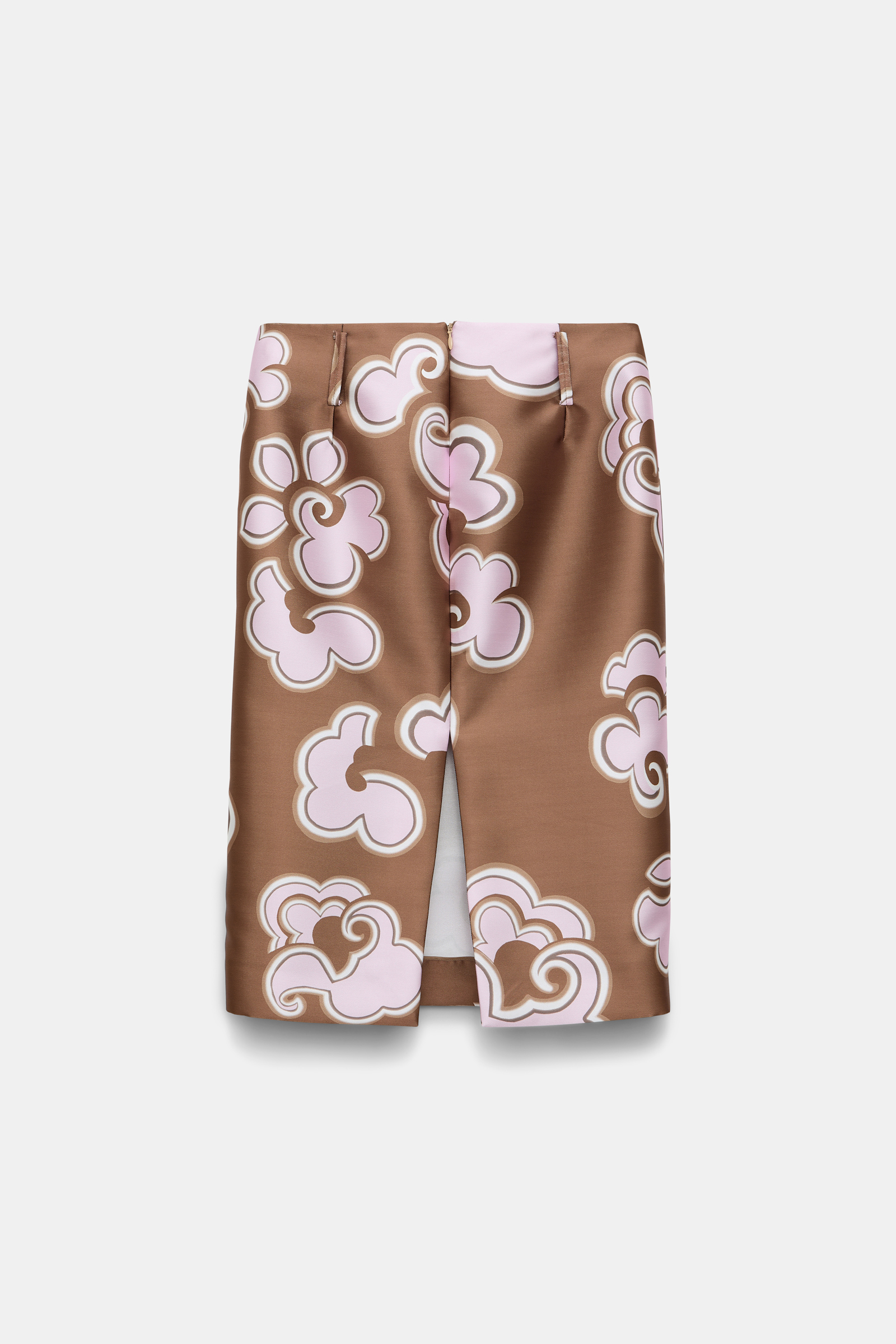 Dorothee Schumacher Pencilskirt mit Schlitz aus bedrucktem Duchesse-Twill caramello rose