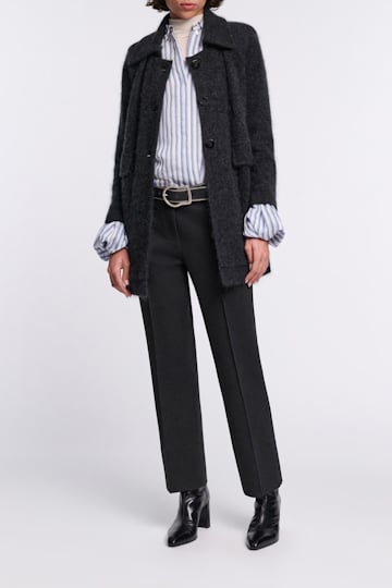 Dorothee Schumacher Bluse aus gestreiftem Organdy Voile mit Ballon-Cuff Detail white sky mix