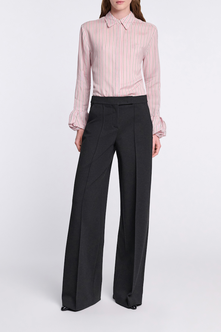 Dorothee Schumacher Bluse aus gestreiftem Organdy Voile mit Ballon-Cuff Detail rose stripe