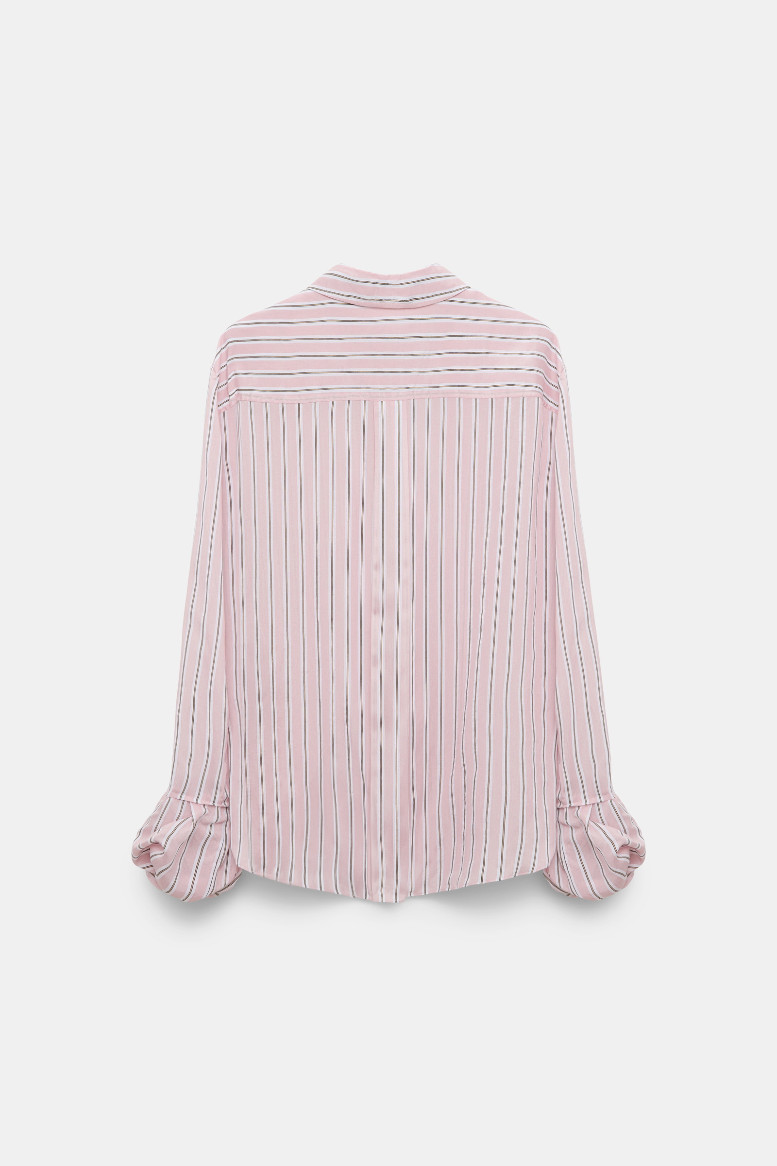Dorothee Schumacher Bluse aus gestreiftem Organdy Voile mit Ballon-Cuff Detail rose stripe