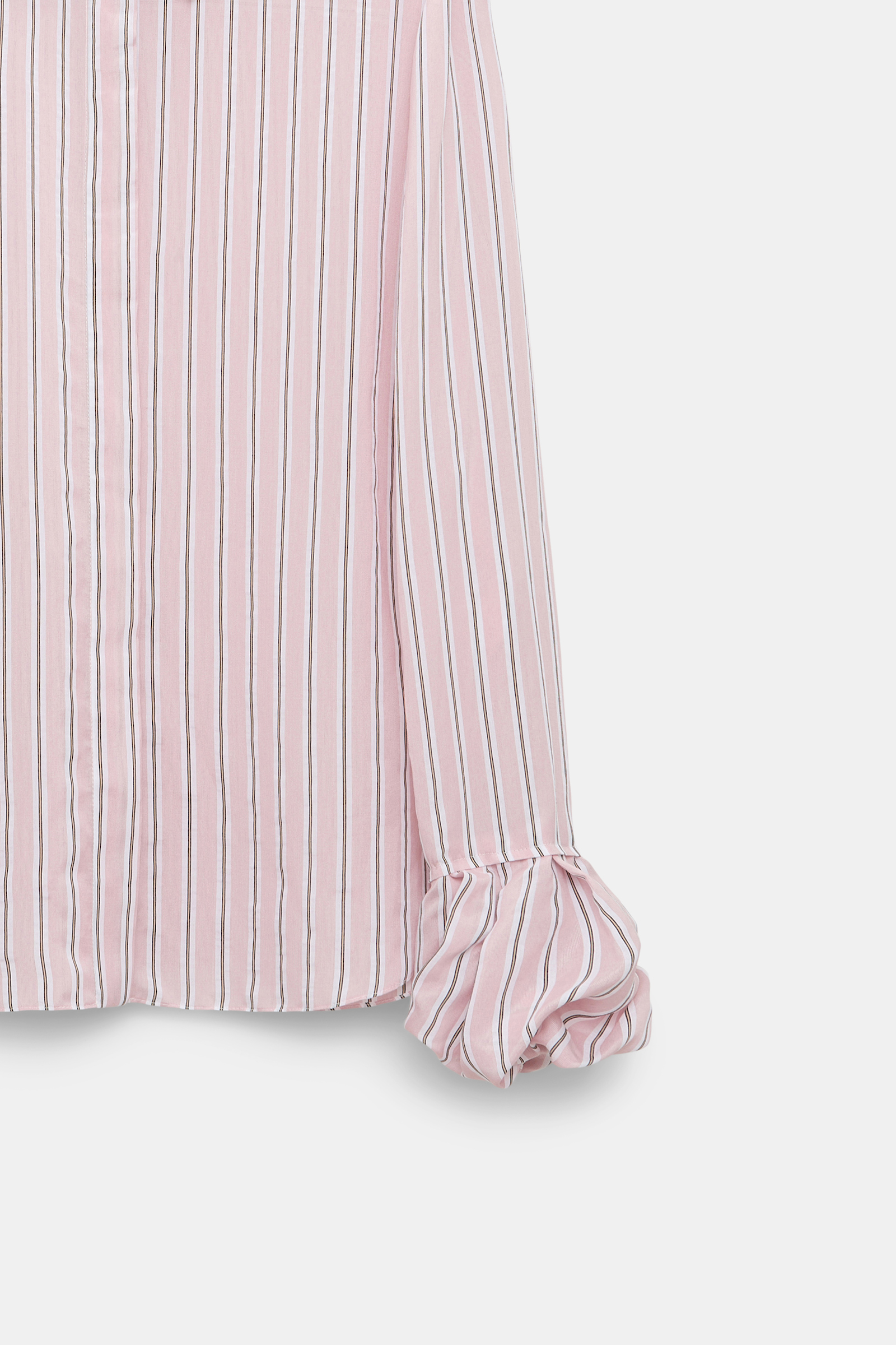 Dorothee Schumacher Bluse aus gestreiftem Organdy Voile mit Ballon-Cuff Detail rose stripe