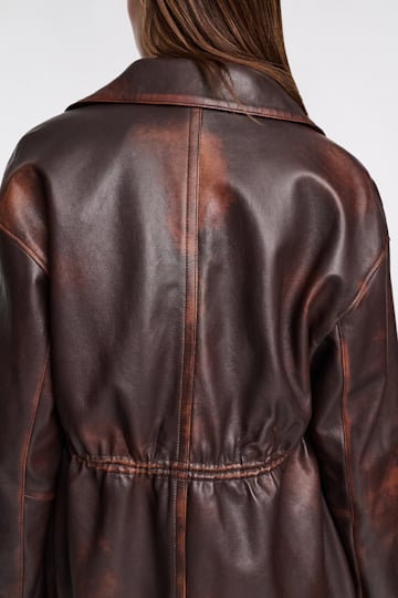 Dorothee Schumacher Vintage look leather jacket choco black