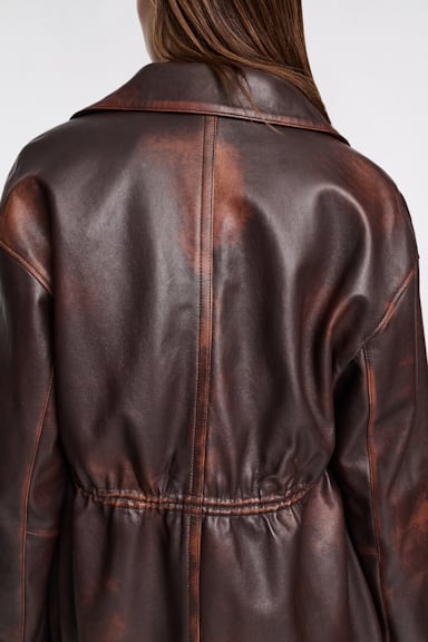 Dorothee Schumacher Vintage look leather jacket choco black