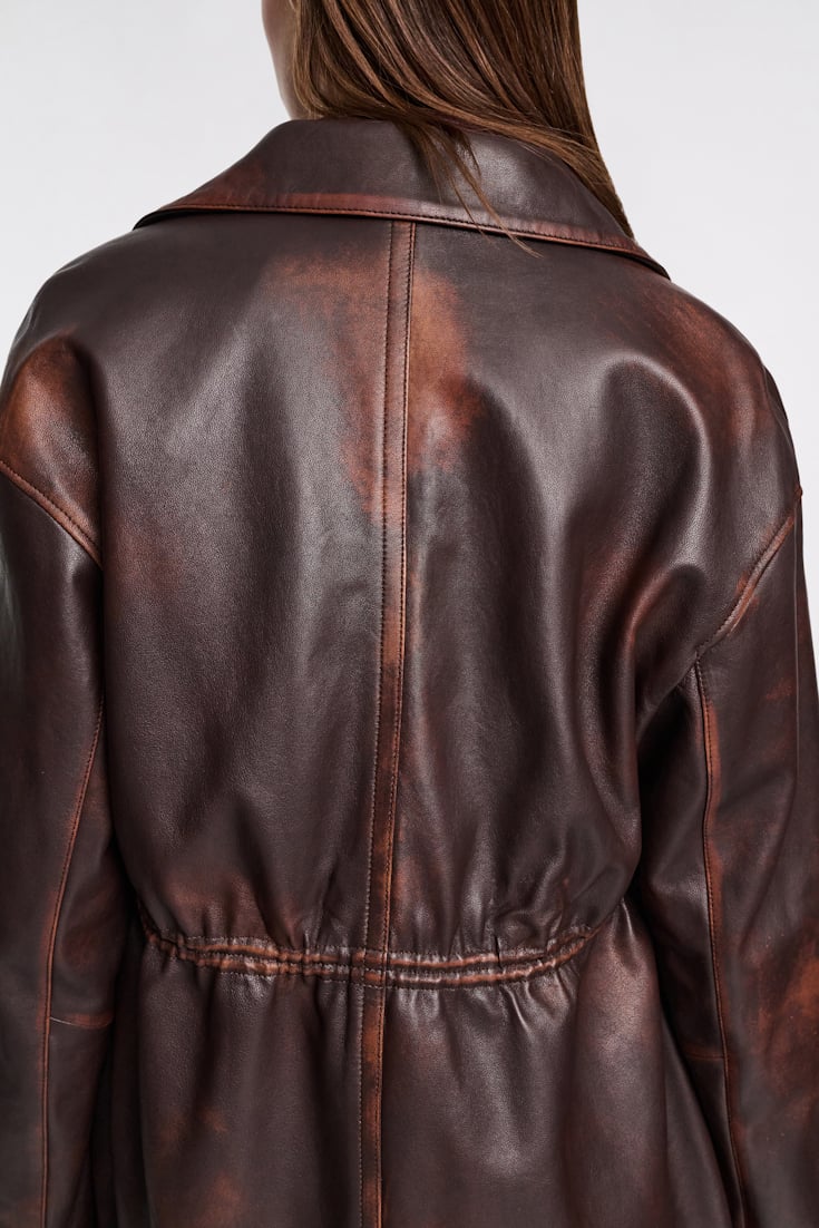 Dorothee Schumacher Vintage look leather jacket choco black