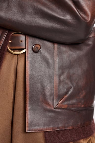 Dorothee Schumacher Vintage look leather jacket choco black