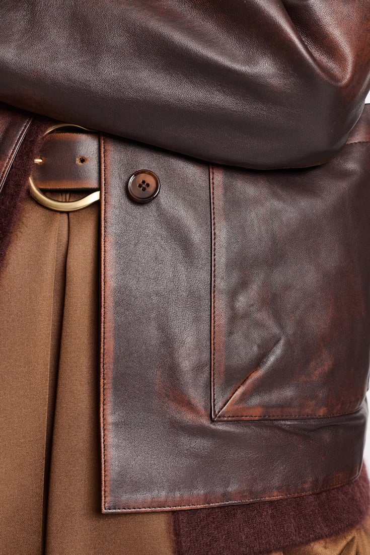 Dorothee Schumacher Vintage look leather jacket choco black