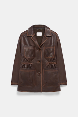 Dorothee Schumacher Vintage look leather jacket choco black