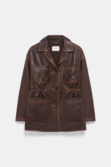 Dorothee Schumacher Vintage look leather jacket choco black